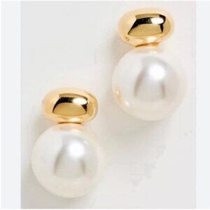 New! Anthropologie Maren Gold Pearl Post Earrings (1063) NWOT